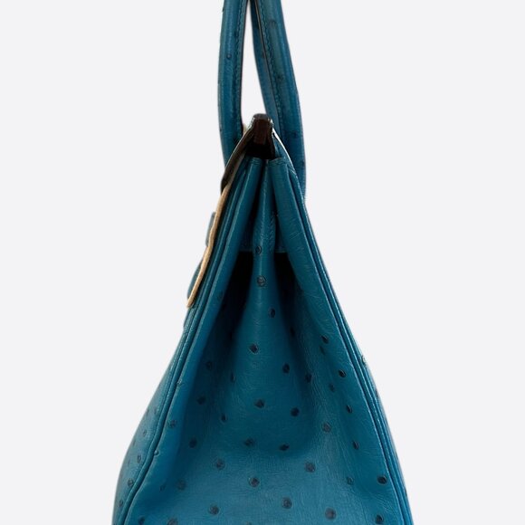 Hermes Blue Ostrich Birkin 30 - Picture 4 of 8